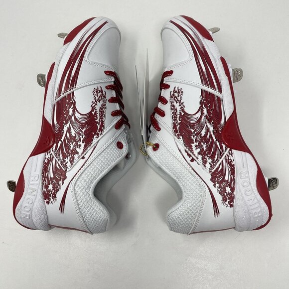 Ringor Flite Spikes Softball Metal‎ Cleats Womens 8.5 Rising Tide White Red New - Picture 6 of 9